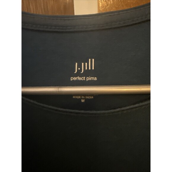 J.Jill Perfect Pima Cotton Long Sleeve Tunic Top Womens M Teal Crew Neck - Picture 2 of 3